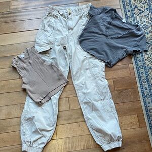 Garage Teen Outfit Bundle Size Small Cargo Pants Two Crop Tops Spring School